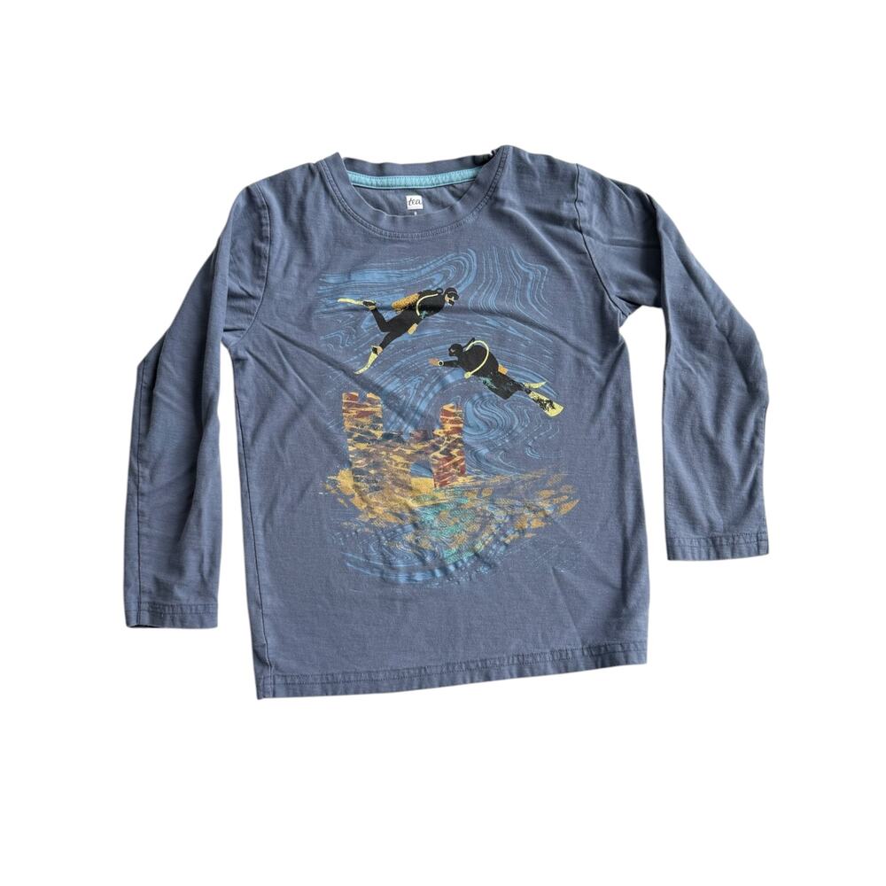 Tea Collection Boys Size 6 Long Sleeve Shirt Lot Cotton Fox Turtle Tiger Fish - Picture 3 of 11
